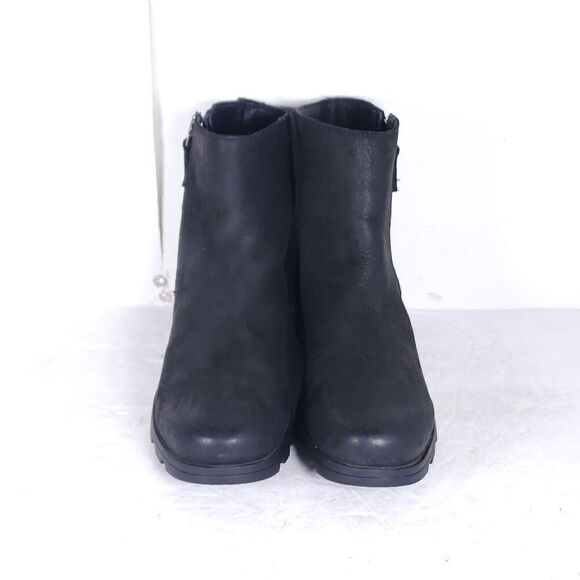 Sorel Women’s Emilie II US 7 Black Suede Leather Side Zip Ankle Boots Booties - Picture 3 of 14